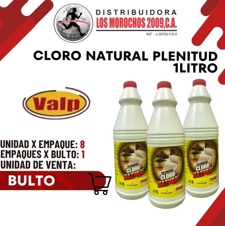 CLORO NATURAL PLENITUD 1LTS 8X1