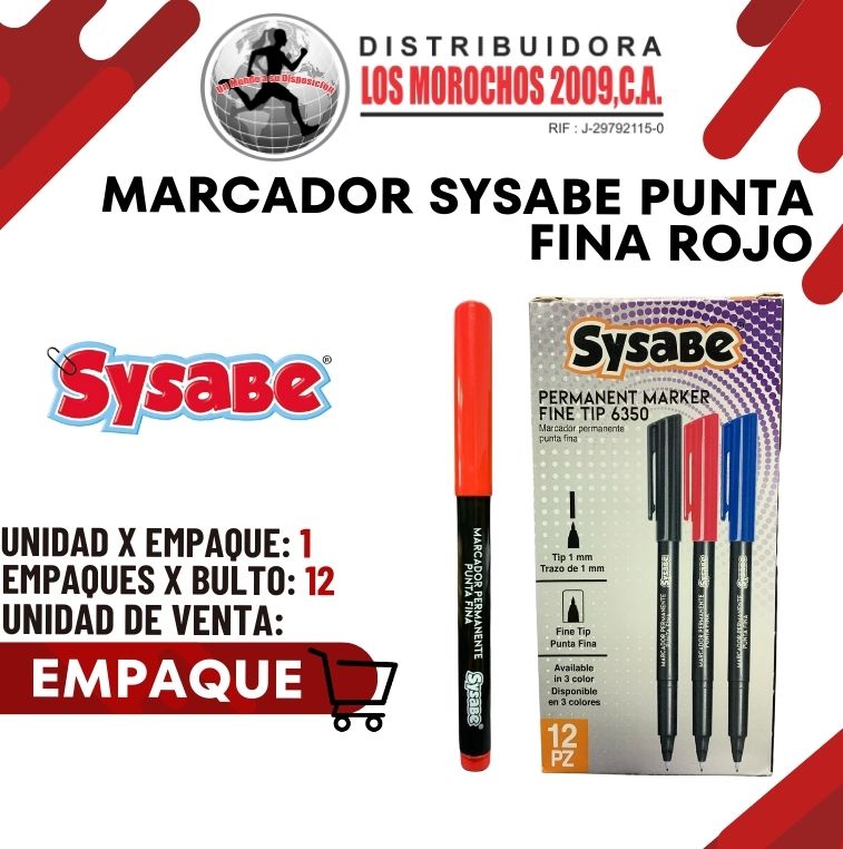 MARC.PERMANENTE ROJO PUNTA FINA 6350 12X1