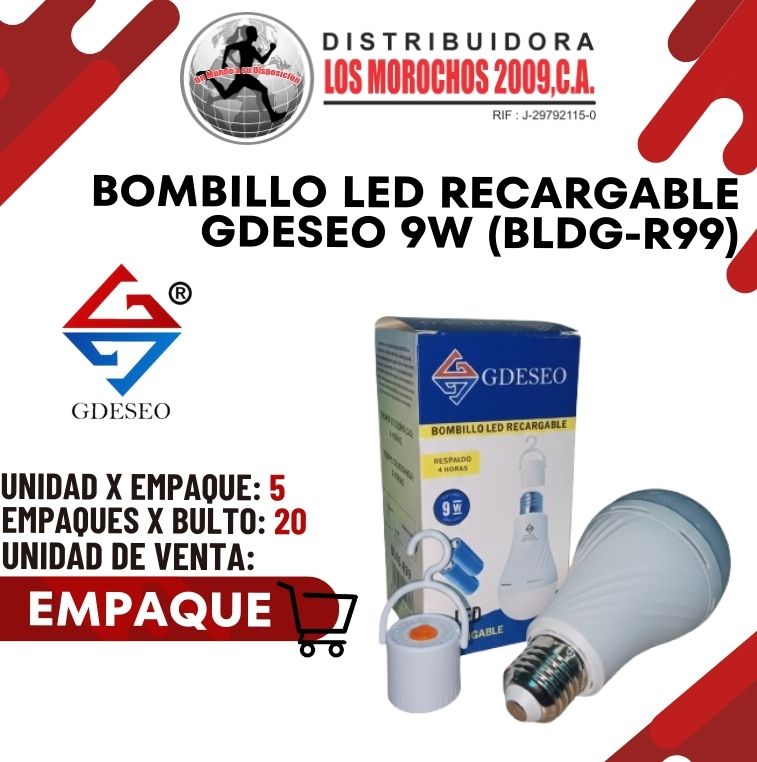 BOMBILLO LED RECARGABLE GDESEO 9W 5X1 (BLDG-R99)